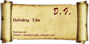 Dohány Ida névjegykártya